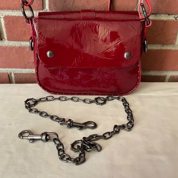 Zadig & Voltaire Kate Wrinkle Burgundy Patent Leather Crossbody Shoulder Bag NWT - Picture 12 of 16